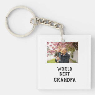 World best Grandpa photo name father's day grandpa Keychain