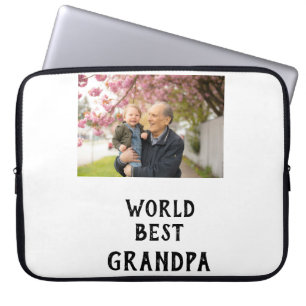 World best Grandpa photo name father's day grandpa Laptop Sleeve