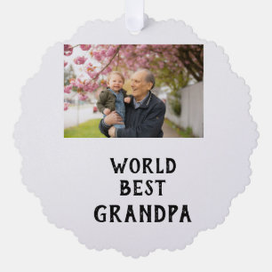 World best Grandpa photo name father's day grandpa Ornament Card