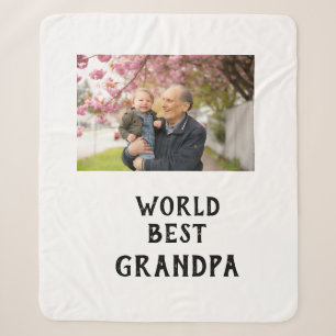 World best Grandpa photo name father's day grandpa Sherpa Blanket