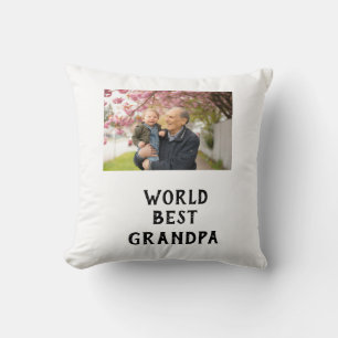 World best Grandpa photo name father's day grandpa Throw Pillow