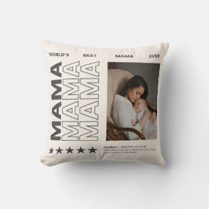 World Best Mama Typography and Custom photo  Throw Pillow