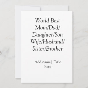 World best mom husband wife dad daughter son holiday card