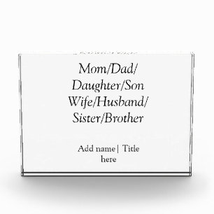 World best mom husband wife dad daughter son photo block