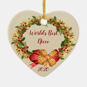 World Best Niece Antique Wreath Christmas Ceramic Ornament
