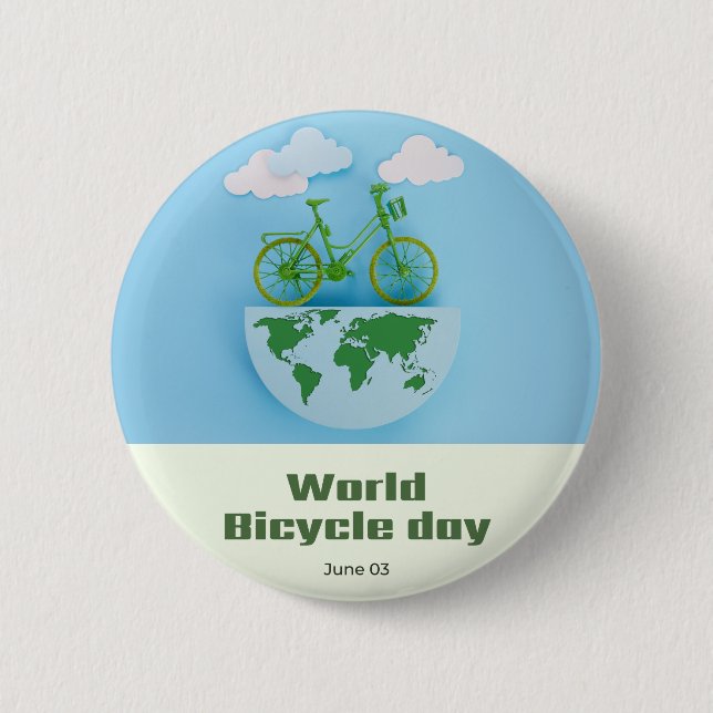 World Bicycle Day 2 Inch Round Button (Front)