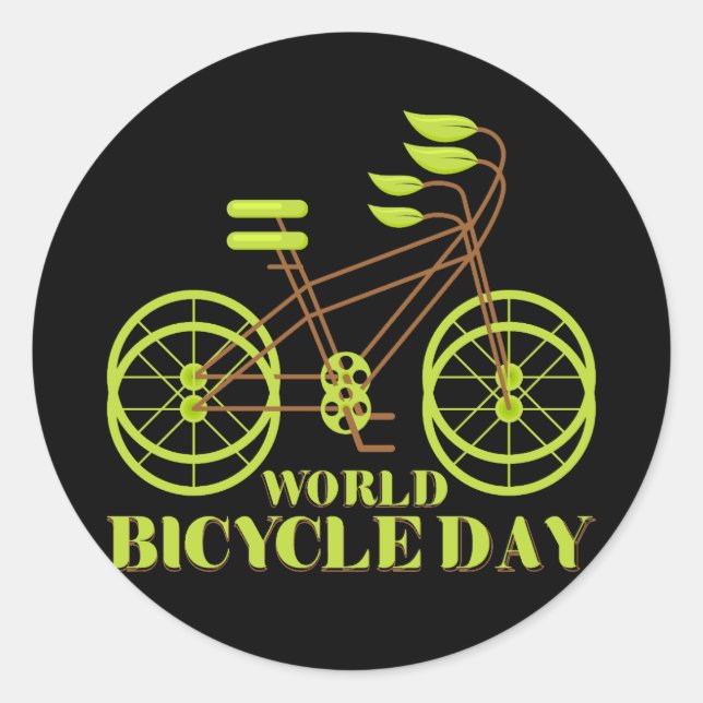 World Bicycle Day Classic Round Sticker (Front)