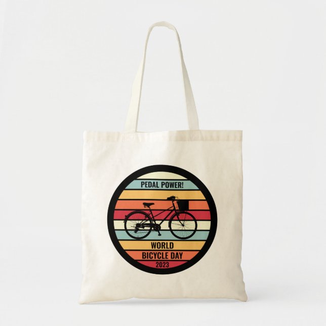 World Bicycle Day Personalized Retro Tote Bag (Front)