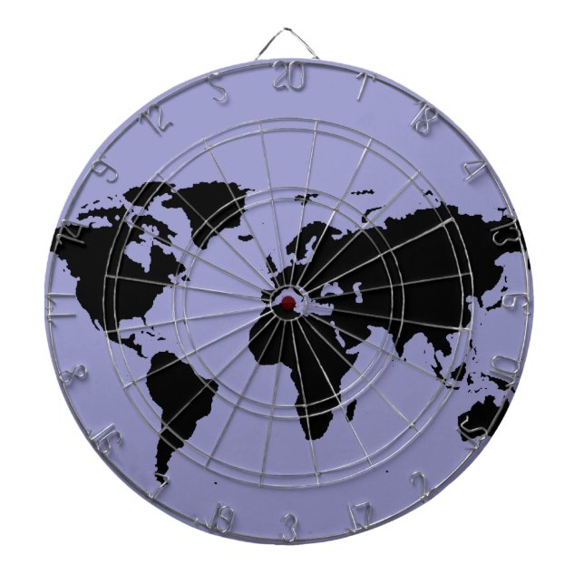 world black graphic map dartboard (Front)