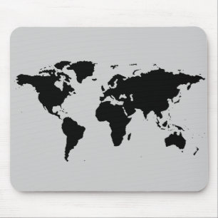 world black graphic map mouse pad
