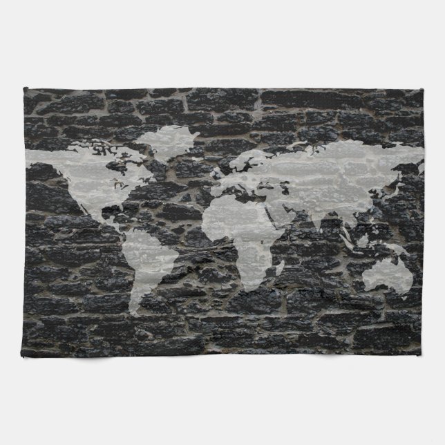 World black wall kitchen towel (Horizontal)