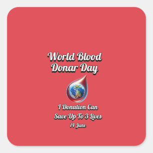 World Blood Donor Day. 14 June Square Sticker