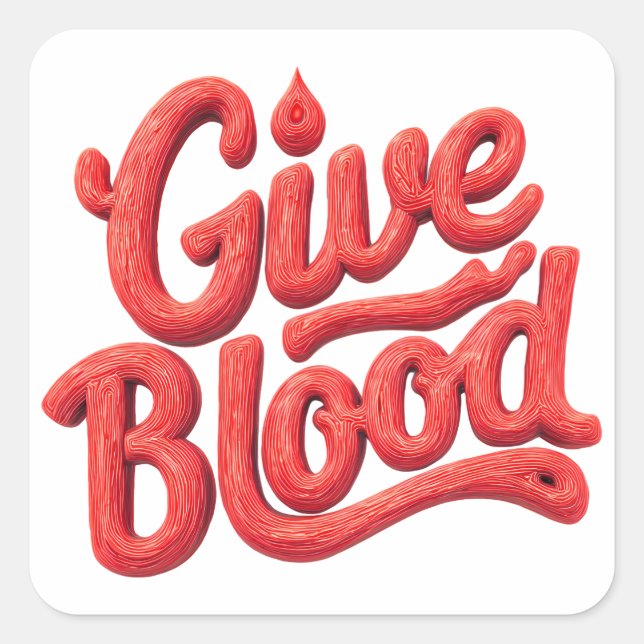 World Blood Donor Day - Glossy Blood Donation Text Square Sticker (Front)