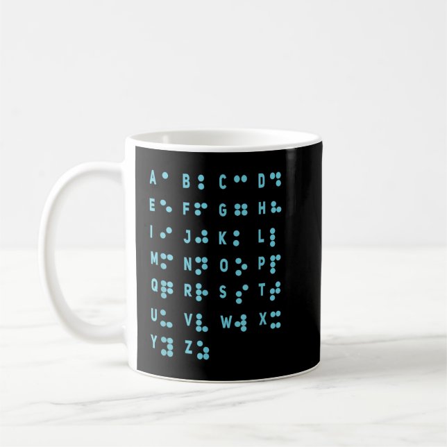 World Braille Day Alphabet Impaired Dots Braille Coffee Mug (Left)