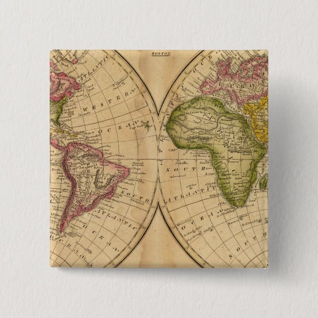 World by Worcester 2 Inch Square Button (Front)