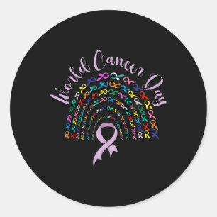 World Cancer Day Awareness Saying Kid Man Woman Classic Round Sticker