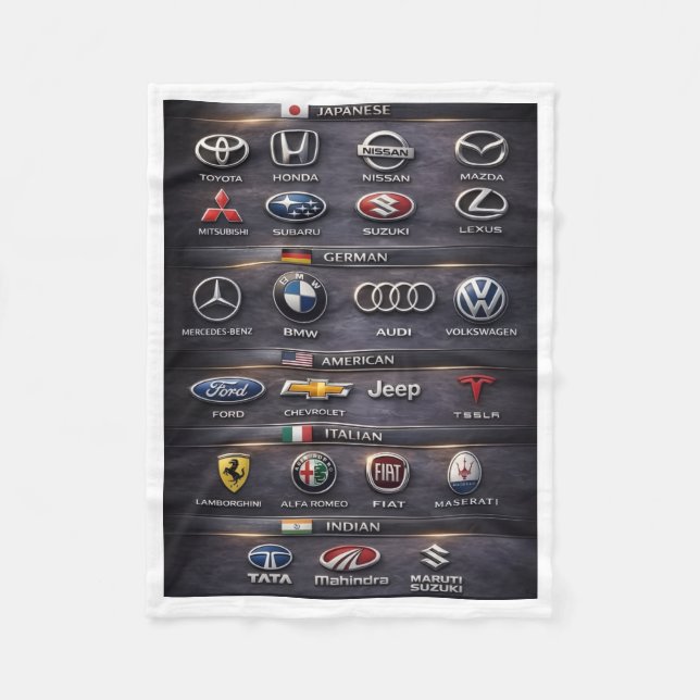 World Car Brands Logos Blanket (Front)