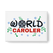 World Caroler with Green Music Notes and Blue Snow