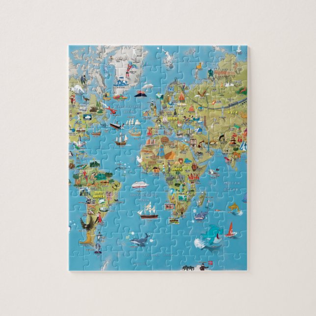 World Cartoon Map Jigsaw Puzzle (Vertical)