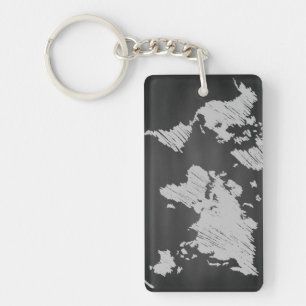 World Chalkboard Map Keychain