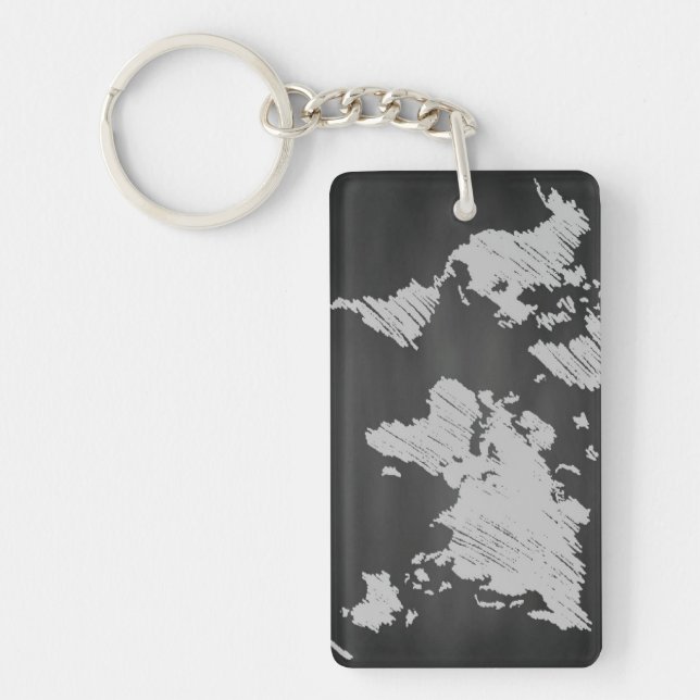 World Chalkboard Map Keychain (Front)