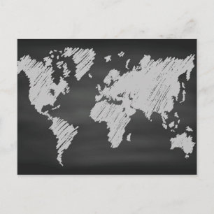 World Chalkboard Map Postcard