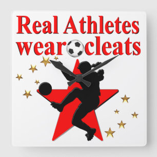 WORLD CHAMPION SOCCER PLAYER SQUARE WALL CLOCK