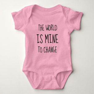 World Change Hero Empower Feminist Typography Baby Bodysuit