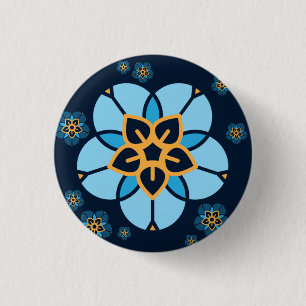World Childless Week badge multi flower (navy) 1 Inch Round Button