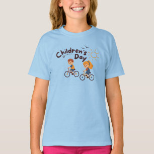 World Children's Day Graphic For Girl Tee Bicycle