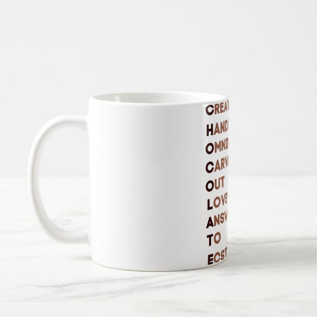 WORLD CHOCOLATE DAY ACROSTIC CHOCOLATE LOVERS  COFFEE MUG (Left)