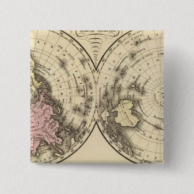 World, Christianity chart 2 Inch Square Button (Front)