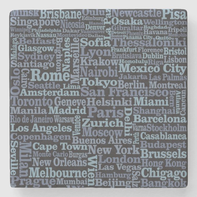 World Cities stone coaster 1 (Front)