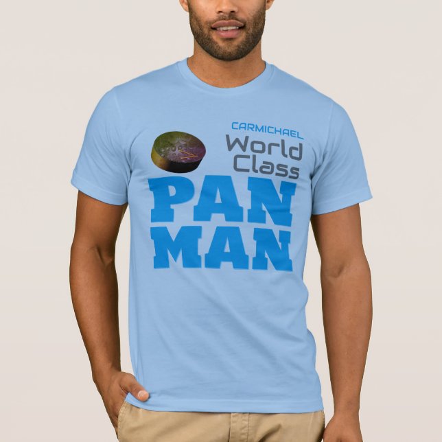 World Class Pan Man on BLUE T-Shirt (Front)
