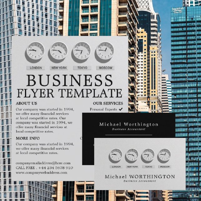 World Clocks, Business & Finance Advertising Flyer (Creator Uploaded)