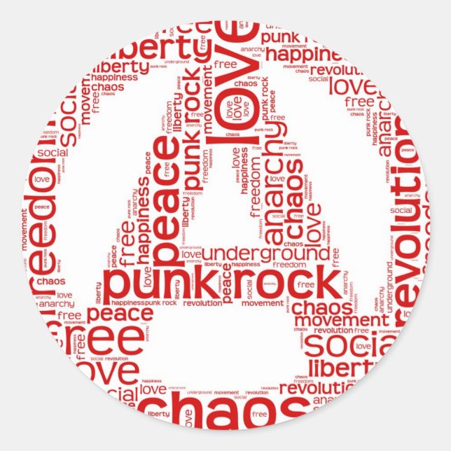 World cloud in anarchy shape classic round sticker (Front)