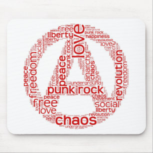 World cloud in anarchy shape mouse pad