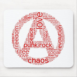 World cloud in anarchy shape mouse pad