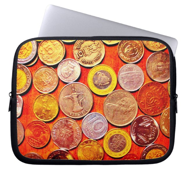 World Coins Laptop Sleeve (Front)