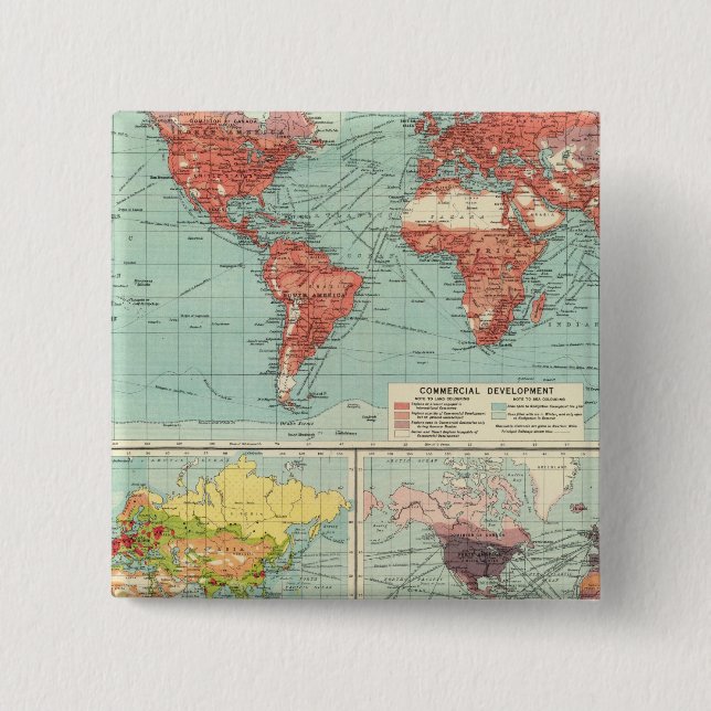 World commerce Map 2 Inch Square Button (Front)