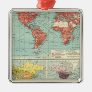 World commerce Map Metal Ornament