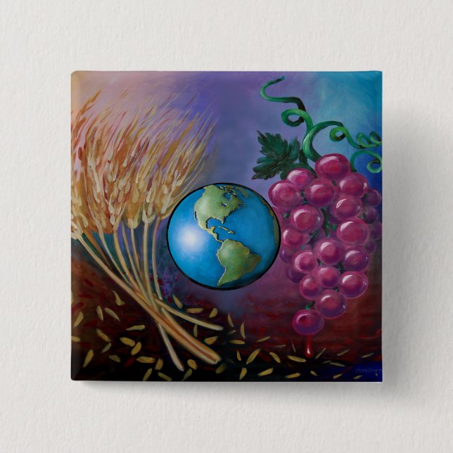 World Communion Sunday 2 Inch Square Button (Front)