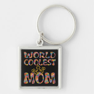 World Coolest Mom black Keychain