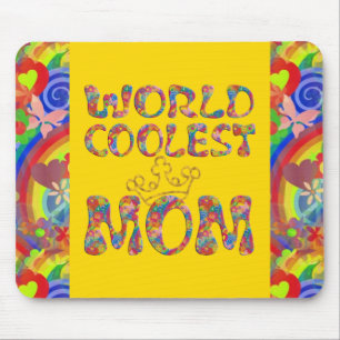 World Coolest Mom flower power Mouse Pad