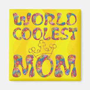 World Coolest Mom yellow waves Magnet