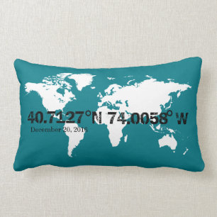 World coordinates custom colour special date lumbar pillow