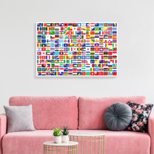 World Countries Flags Stretched Canvas Print