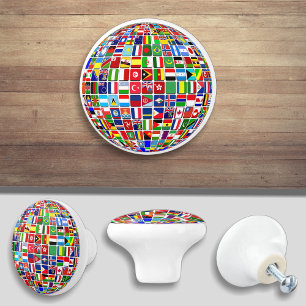 World Country Flag Cabinet Drawer Knob Pull