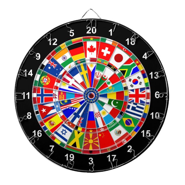 world country flag darts board game travel bulls-e dartboard (Front)