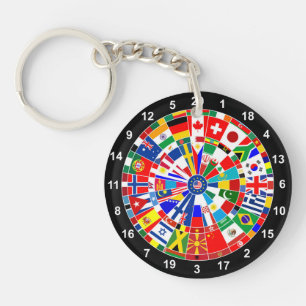world country flag darts board game travel bulls-e keychain